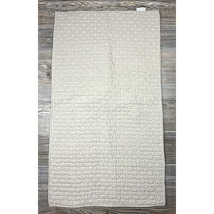 Levtex Home King Pillow Shams Set of 2 Quilted Tan Taupe w/ White Cross Stitch